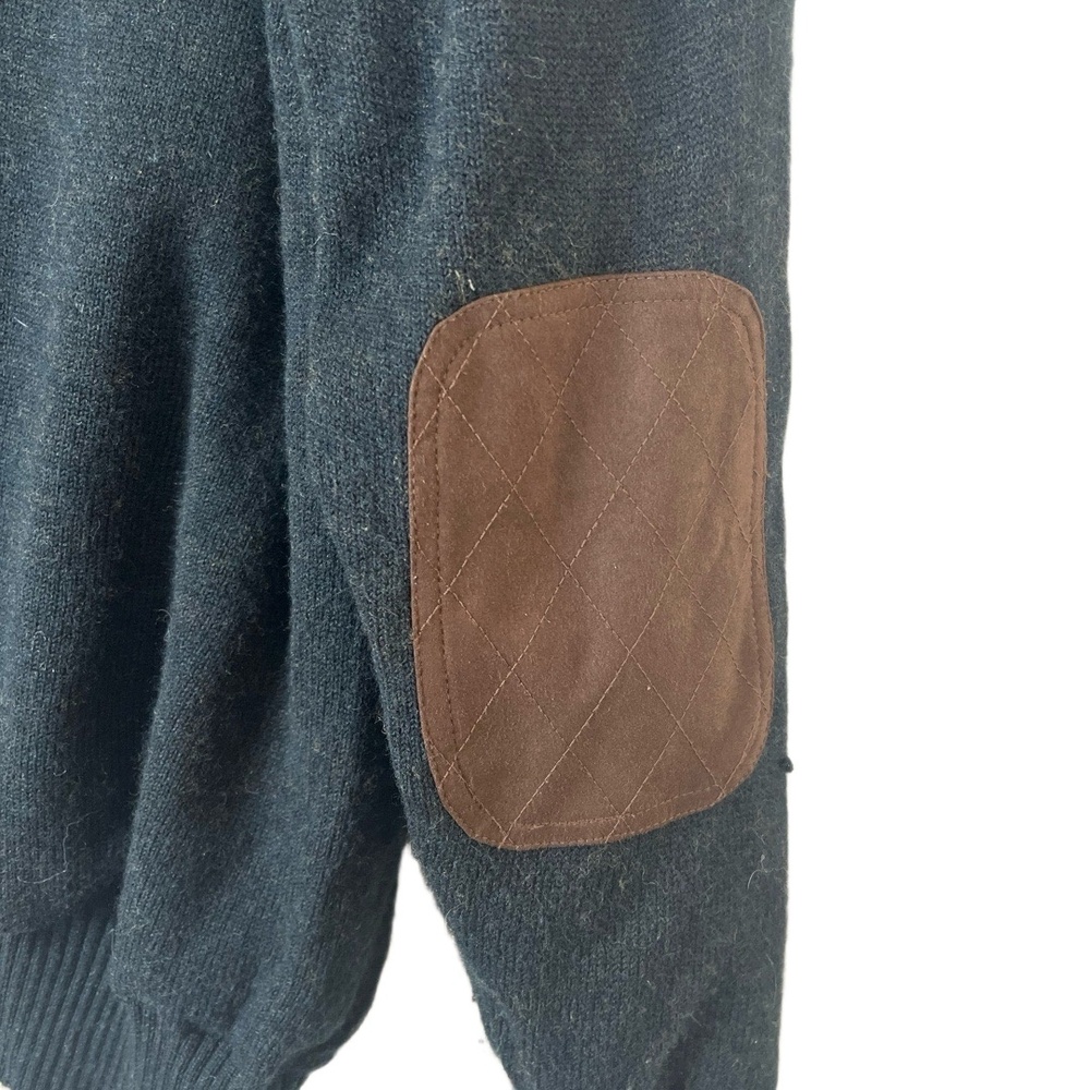 Orvis Mens Quarter‎ Zip Sweater Medium Green Faux Suede Patches Outdoorsy Wool - Picture 9 of 10